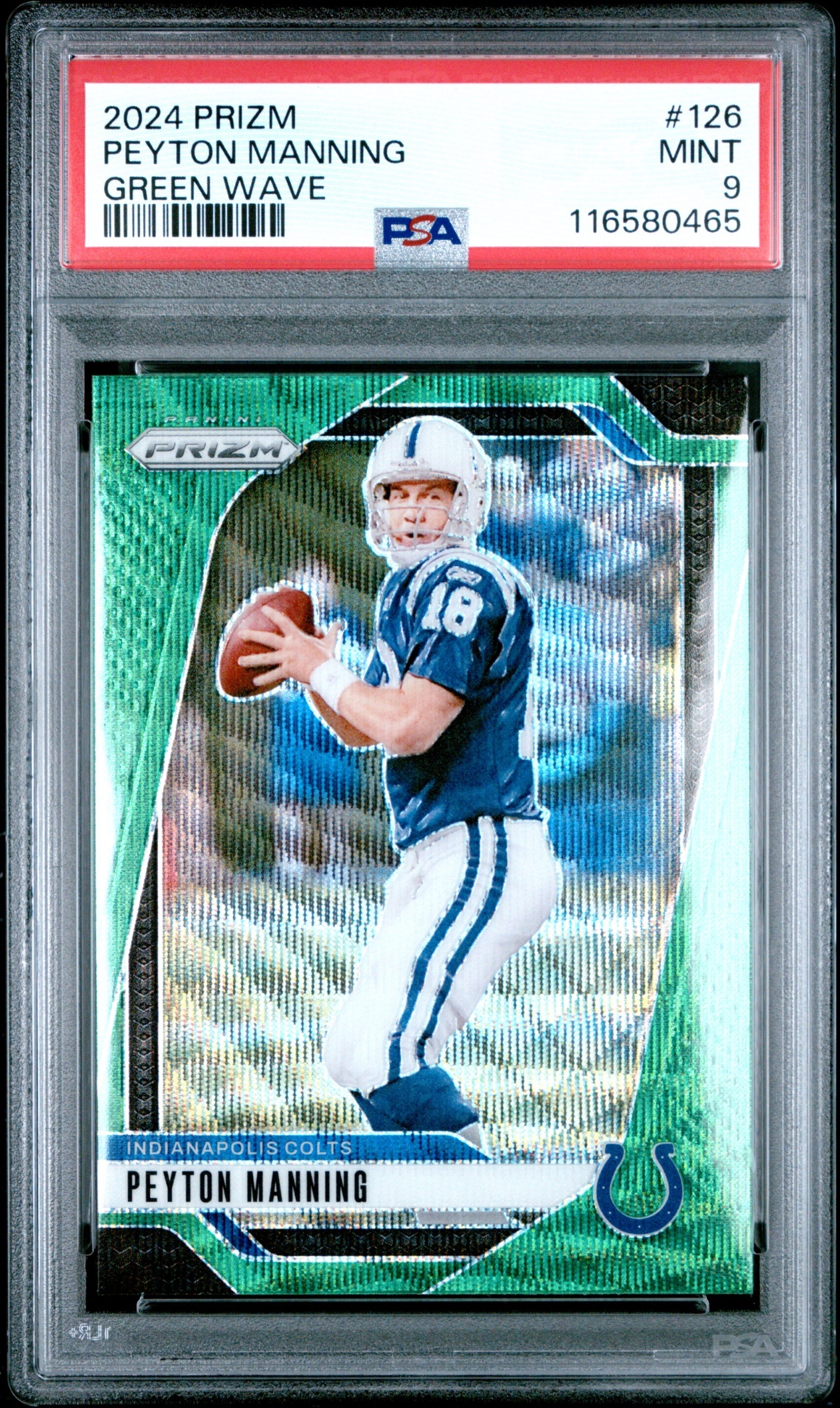 Card image for 2024 Panini Football Prizm Peyton Manning Green Wave #126 Indianapolis Colts