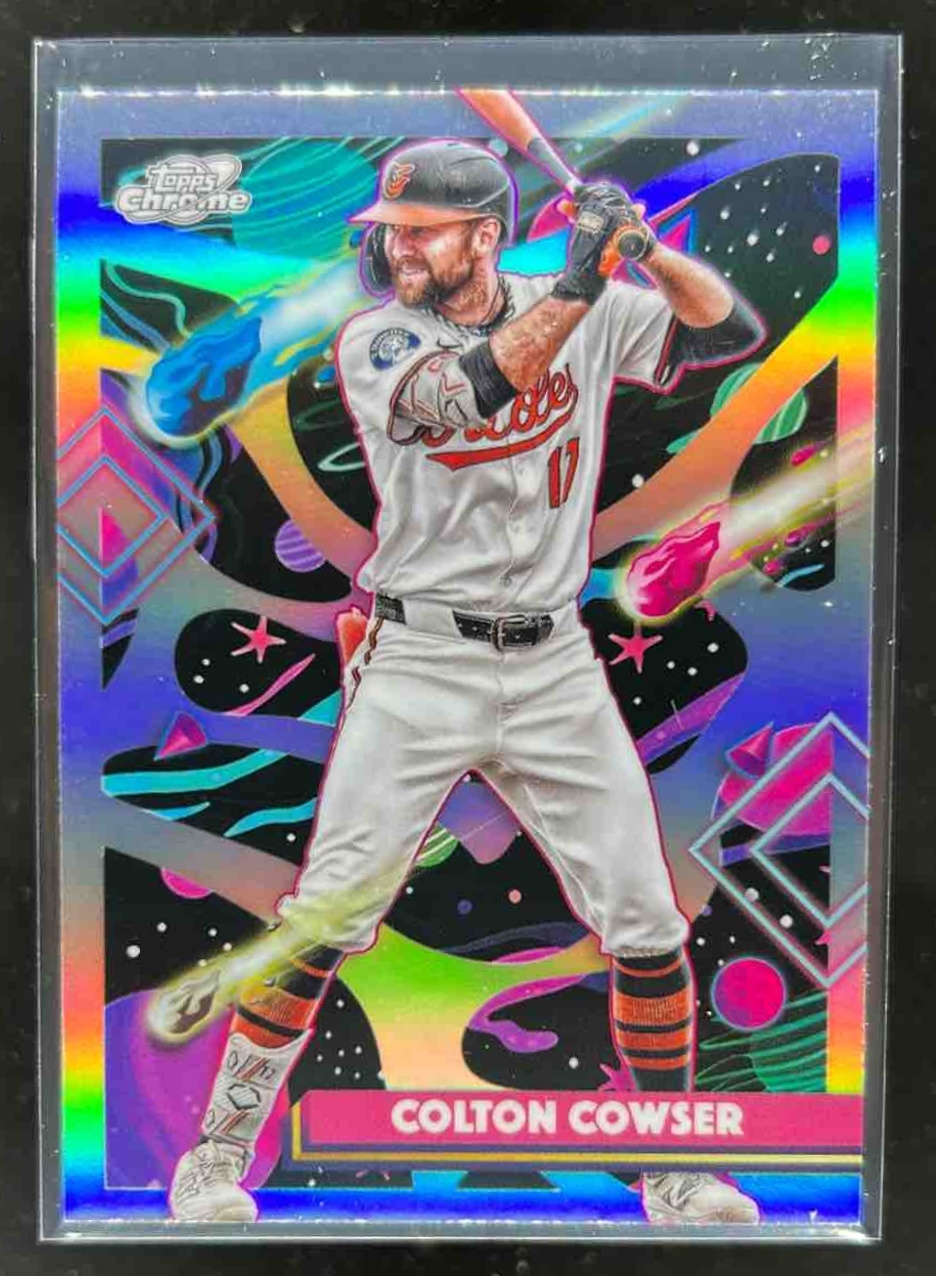 Card image for Colton Cowser 2025 Topps Baseball Cosmic Chrome Refractor Baltimore Orioles