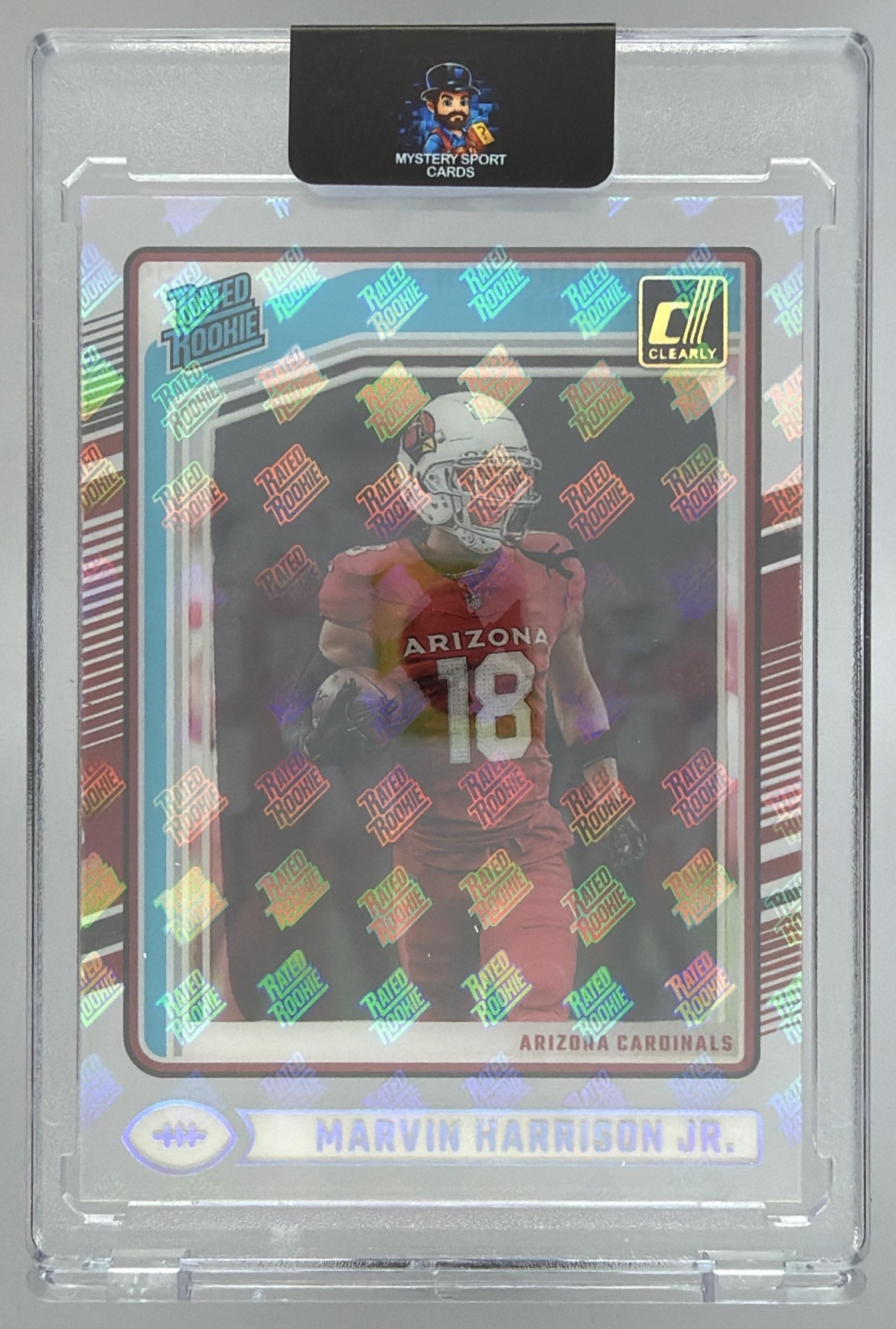 Card image for 2024 Panini Clearly Donruss Marvin Harrison Jr. #54 Rated Rookie Cardinals