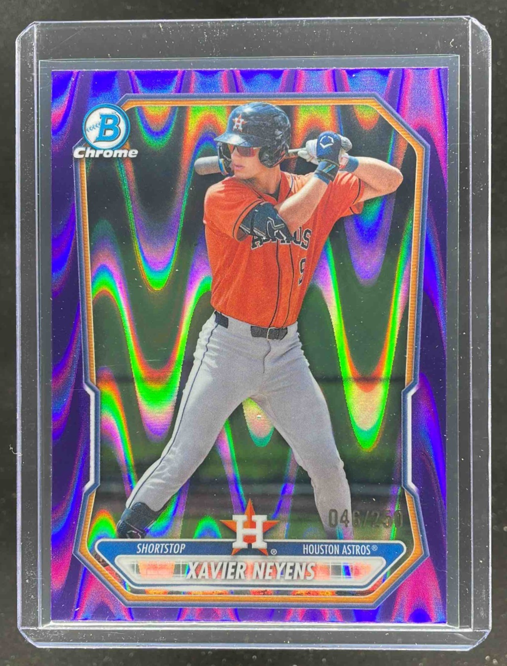 Card image for 2026 Bowman Xavier Neyens Chrome Prospects Purple RayWave Refractor /250 #BCP-133