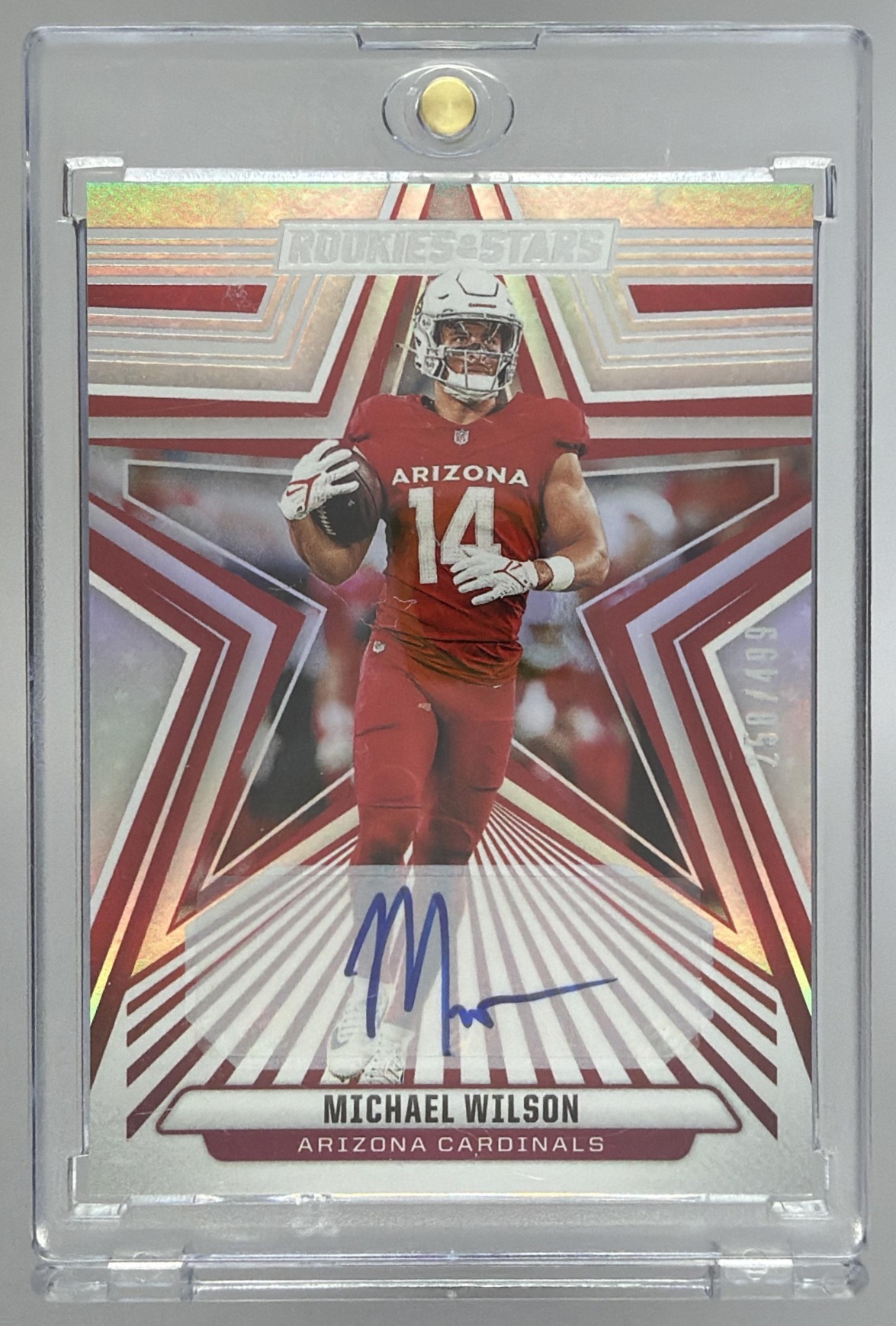 Card image for 2024 Panini Rookies & Stars Michael Wilson Signatures /499 #1 Auto Cardinals