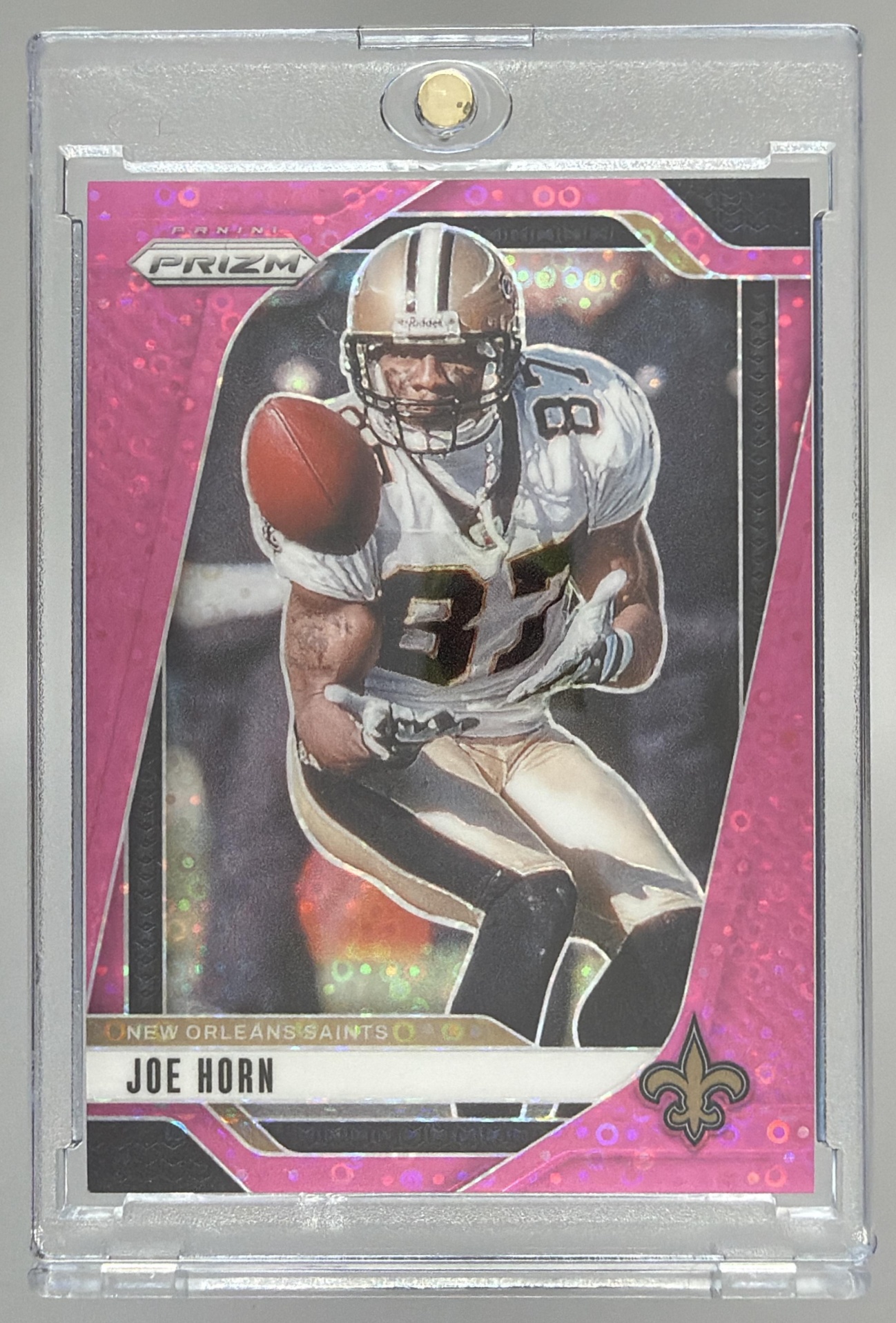 Card image for 2024 Panini Football Prizm Joe Horn No Huddle Pink /25 #210 New Orleans Saints