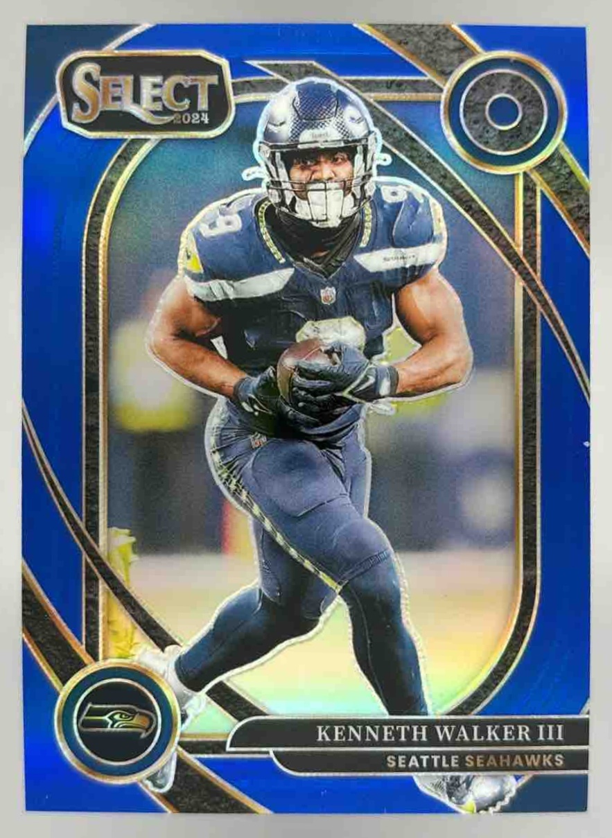 Card image for 2024 Panini Select Kenneth Walker III Club Blue Prizm /99 #276 Seahawks
