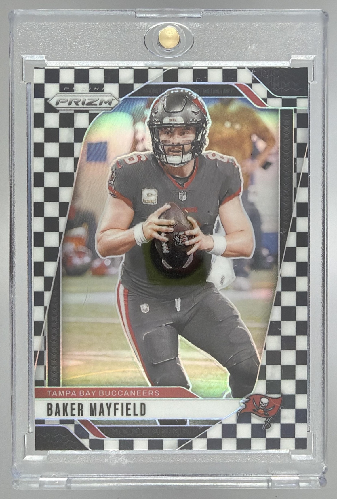 Card image for 2024 Panini Prizm Baker Mayfield Black and White Checker #268 Buccaneers