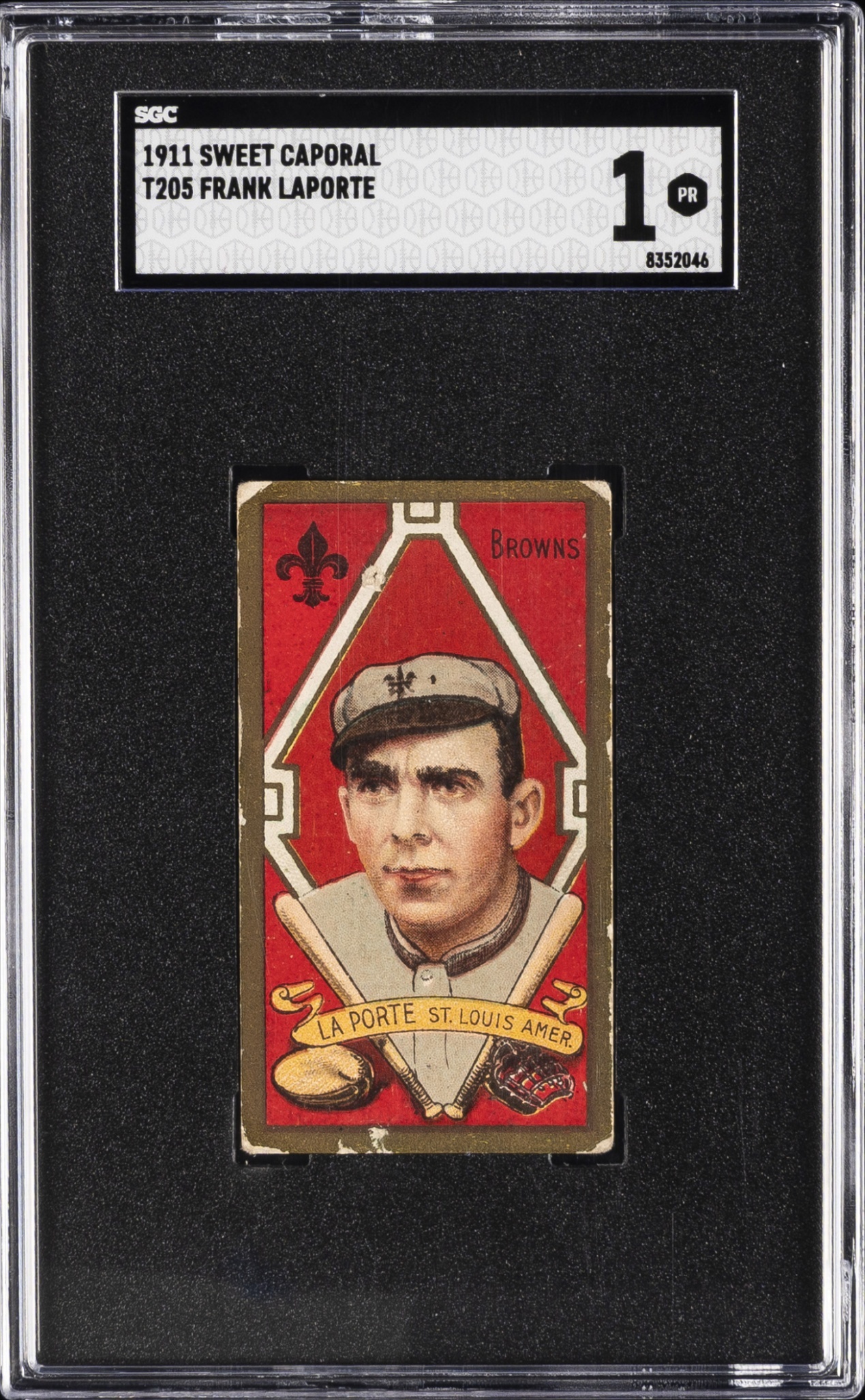 1911 T205 Gold Border Sweet Caporal Frank LaPorte SGC 1
