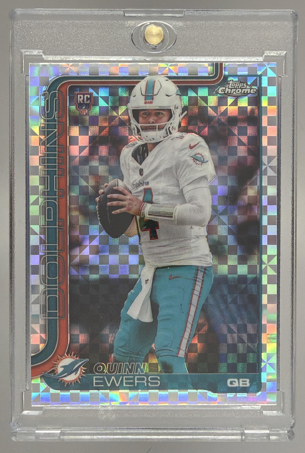 Card image for 2025 Topps Football Chrome Quinn Ewers Rookie #316 RC Miami Dolphins