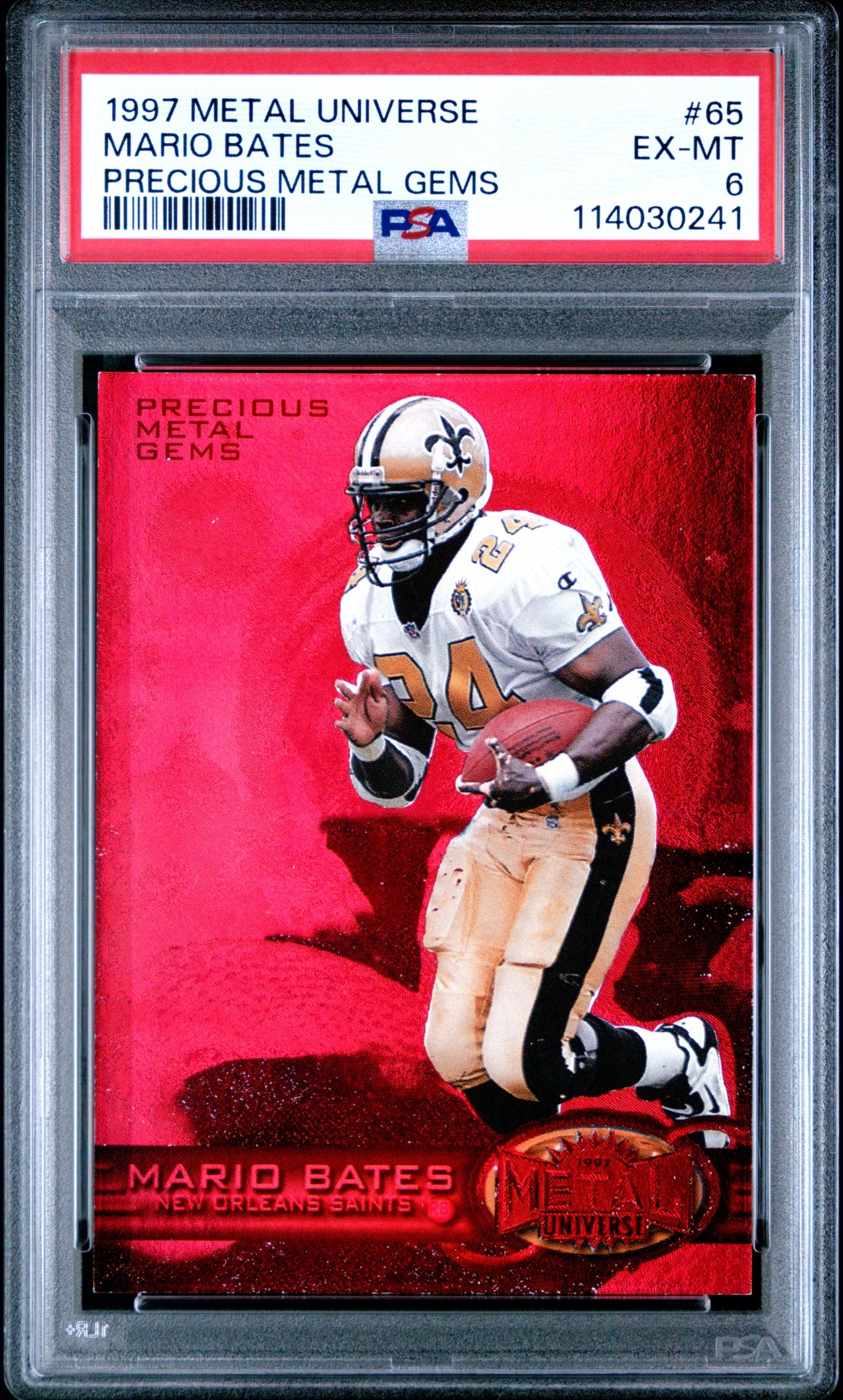 1997 Skybox Metal Universe Mario Bates Precious Gems /150 #65 Saints PSA 6