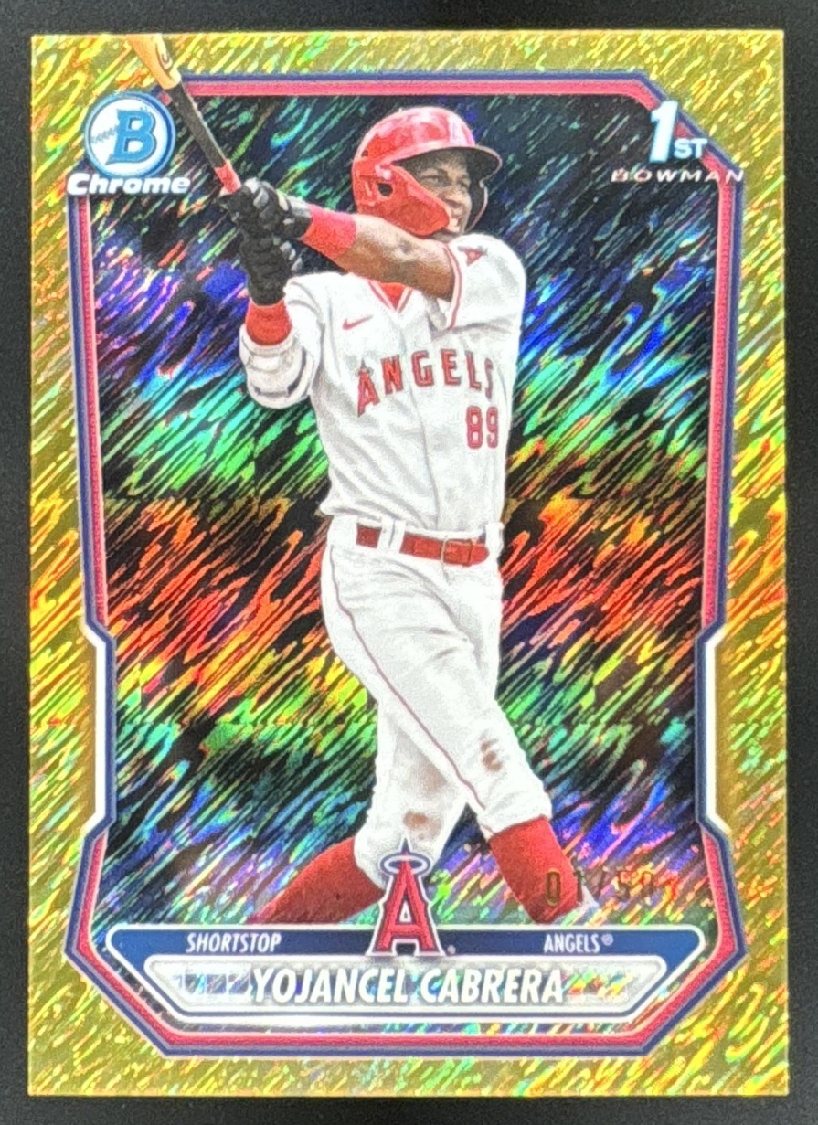 Card image for 2026 Bowman Yojancel Cabrera Chrome Gold Shimmer Refractor /50 1st Prospect