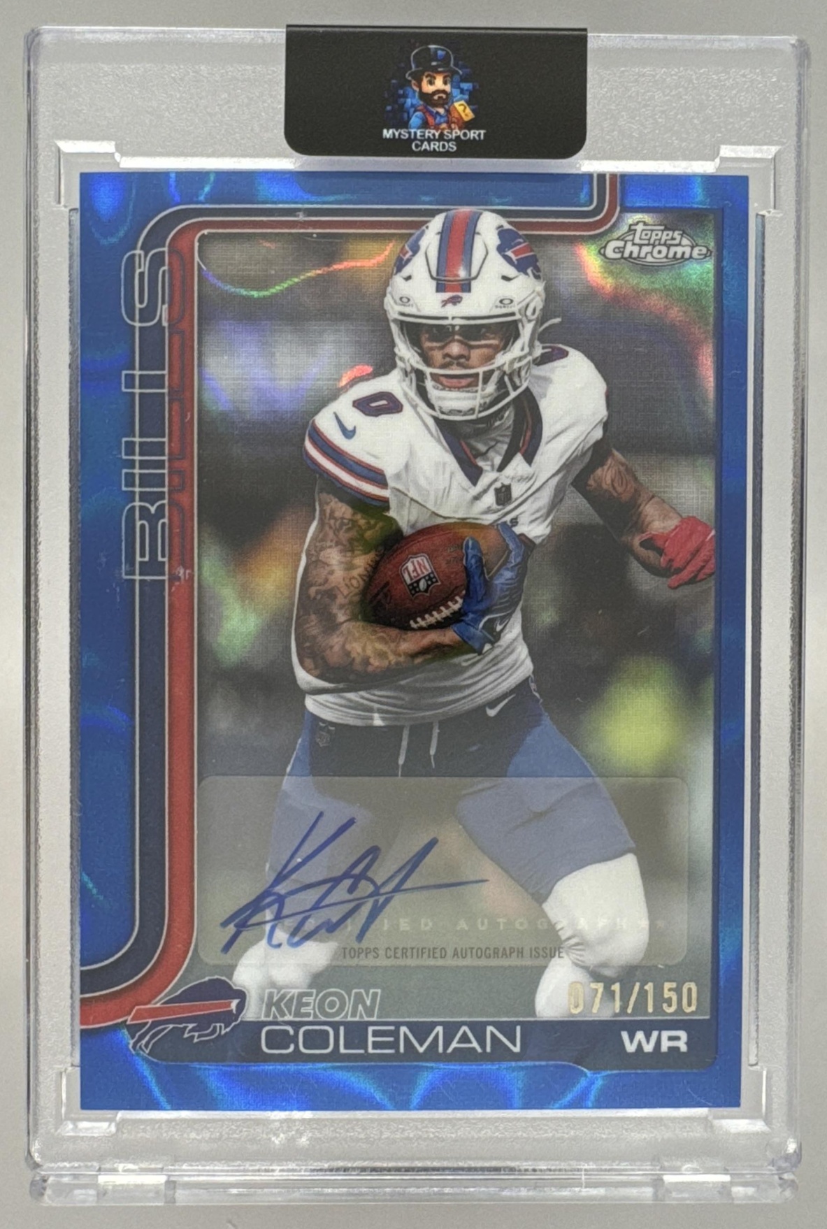 Card image for 2025 Topps Chrome Keon Coleman Auto Blue Lava Refractor /150 #BA-KC Bills