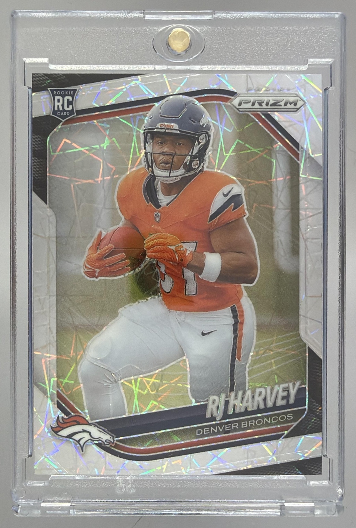 Card image for 2025 Panini Football Prizm RJ Harvey #303 RC Denver Broncos