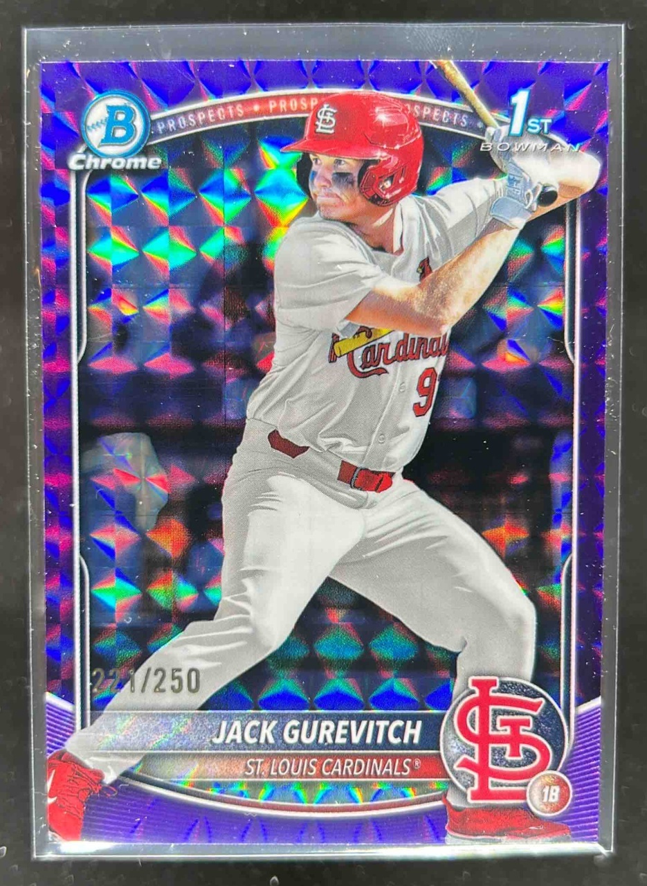 Card image for Jack Gurevitch 2025 Bowman Draft Chrome Purple Geometric Refractor /250