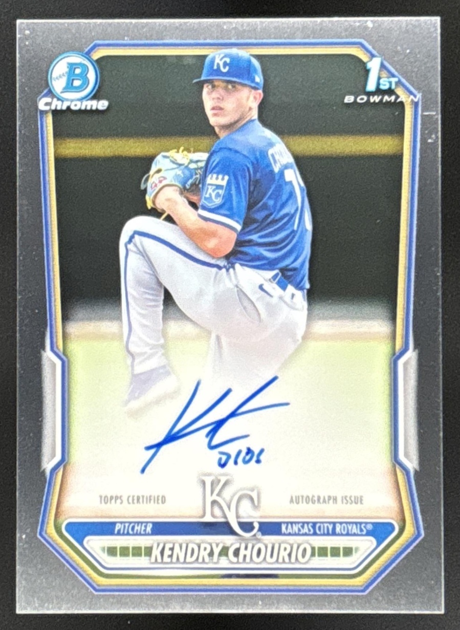 Card image for Kendry Chourio 2026 Bowman Chrome Prospect Auto Kansas City Royals