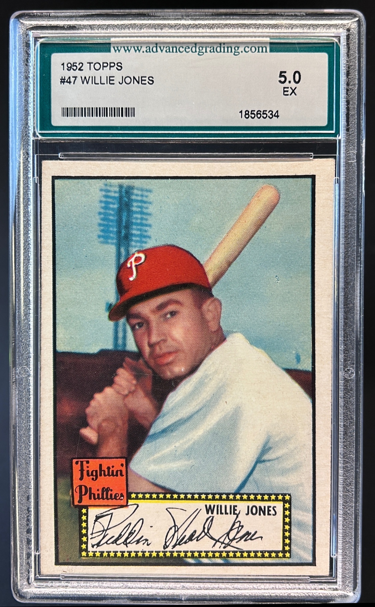 Card image for 1952 TOPPS WILLIE JONES #47 AGS 5 EX CLEAN PHILADELPHIA PHILLIES