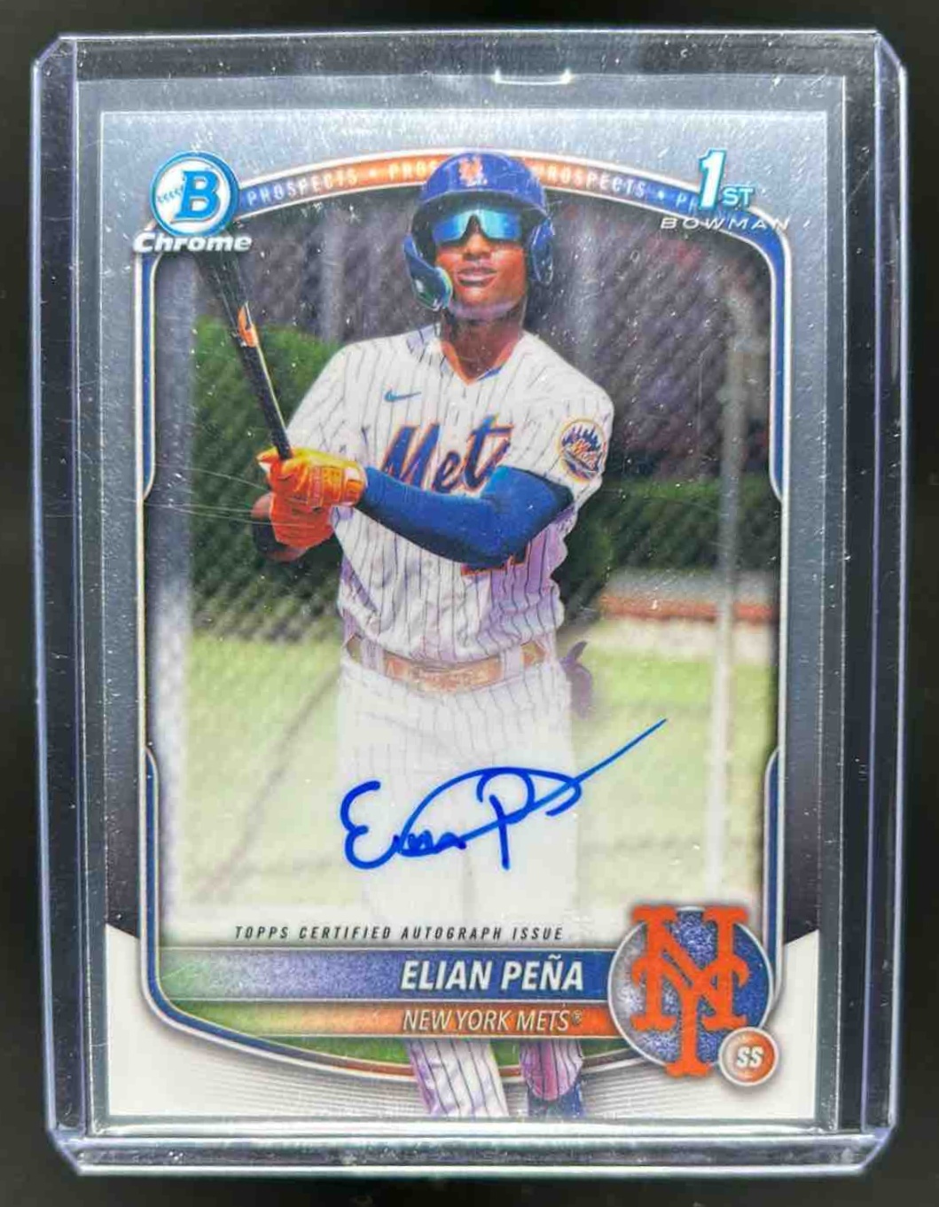 Elian Pena 2025 Bowman Baseball Chrome Auto 1st Prospect New York Mets