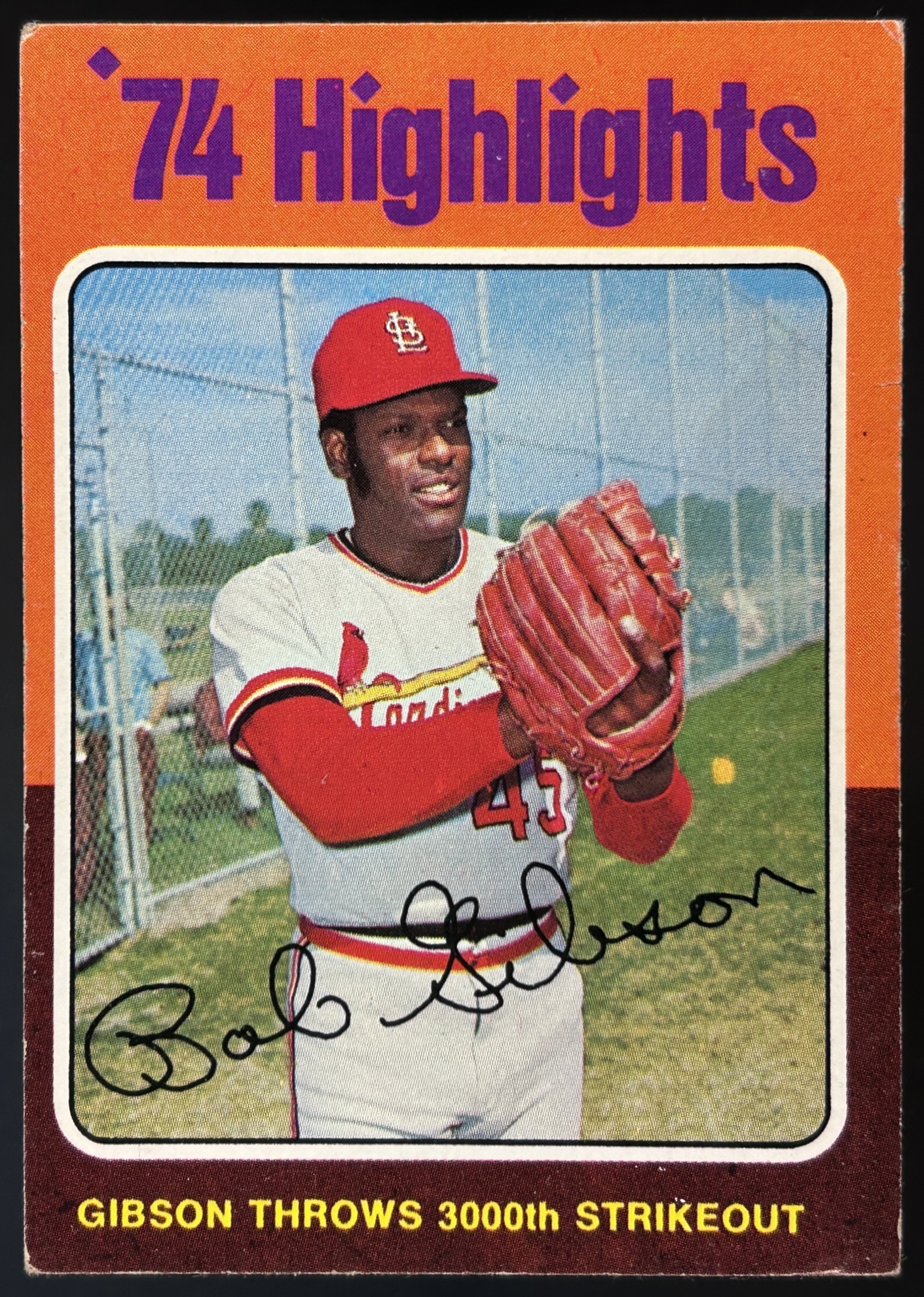Card image for 1975 TOPPS BOB GIBSON #3 ST. LOUIS CARDINALS