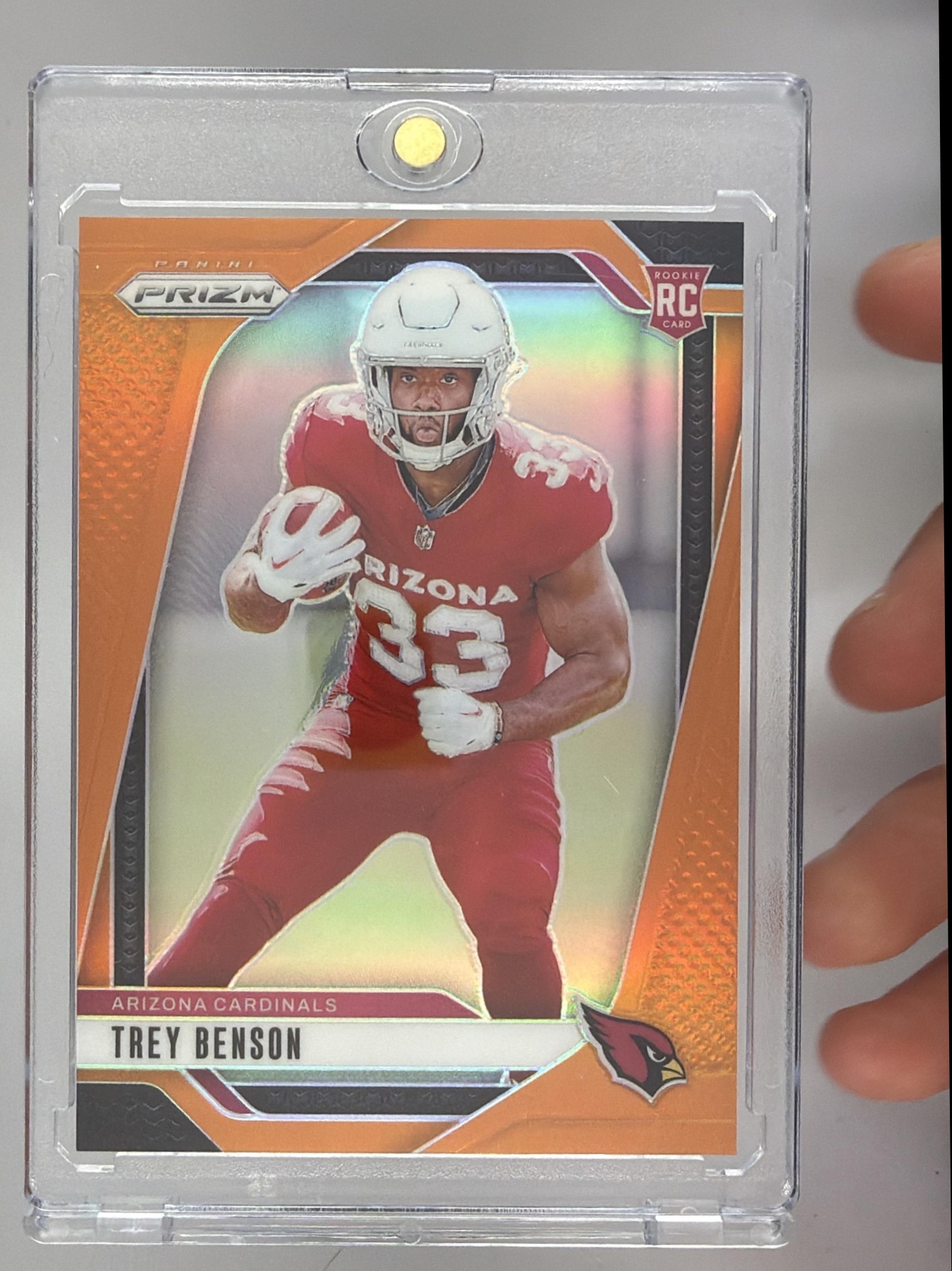 Card image for 2024 Panini Football Prizm Trey Benson Orange /249 #392 RC Arizona Cardinals