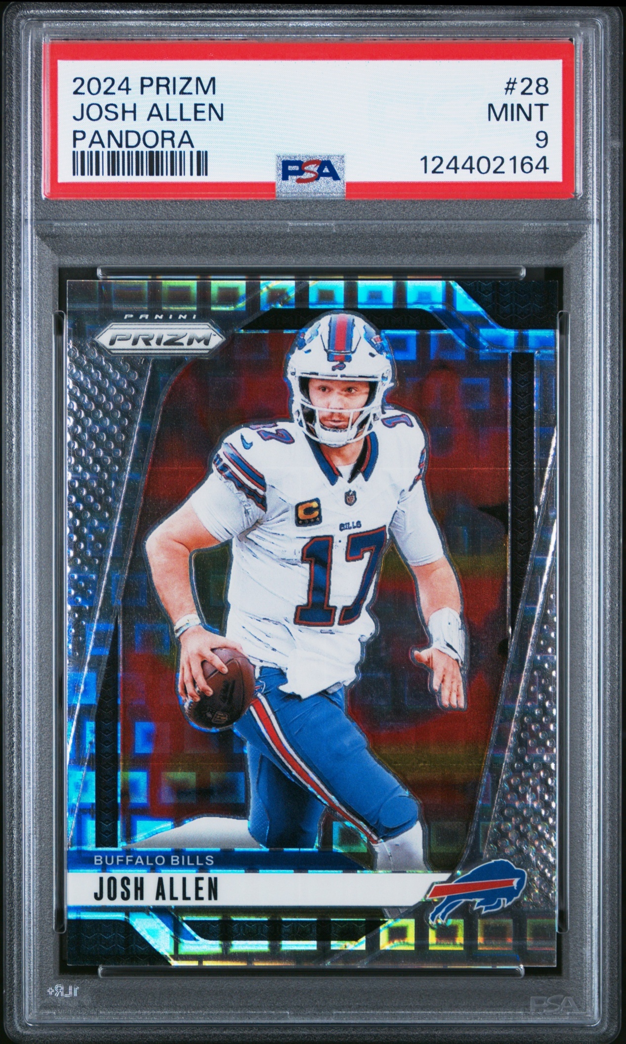 Card image for 2024 Panini Football Prizm Josh Allen Pandora /400 #28 Buffalo Bills