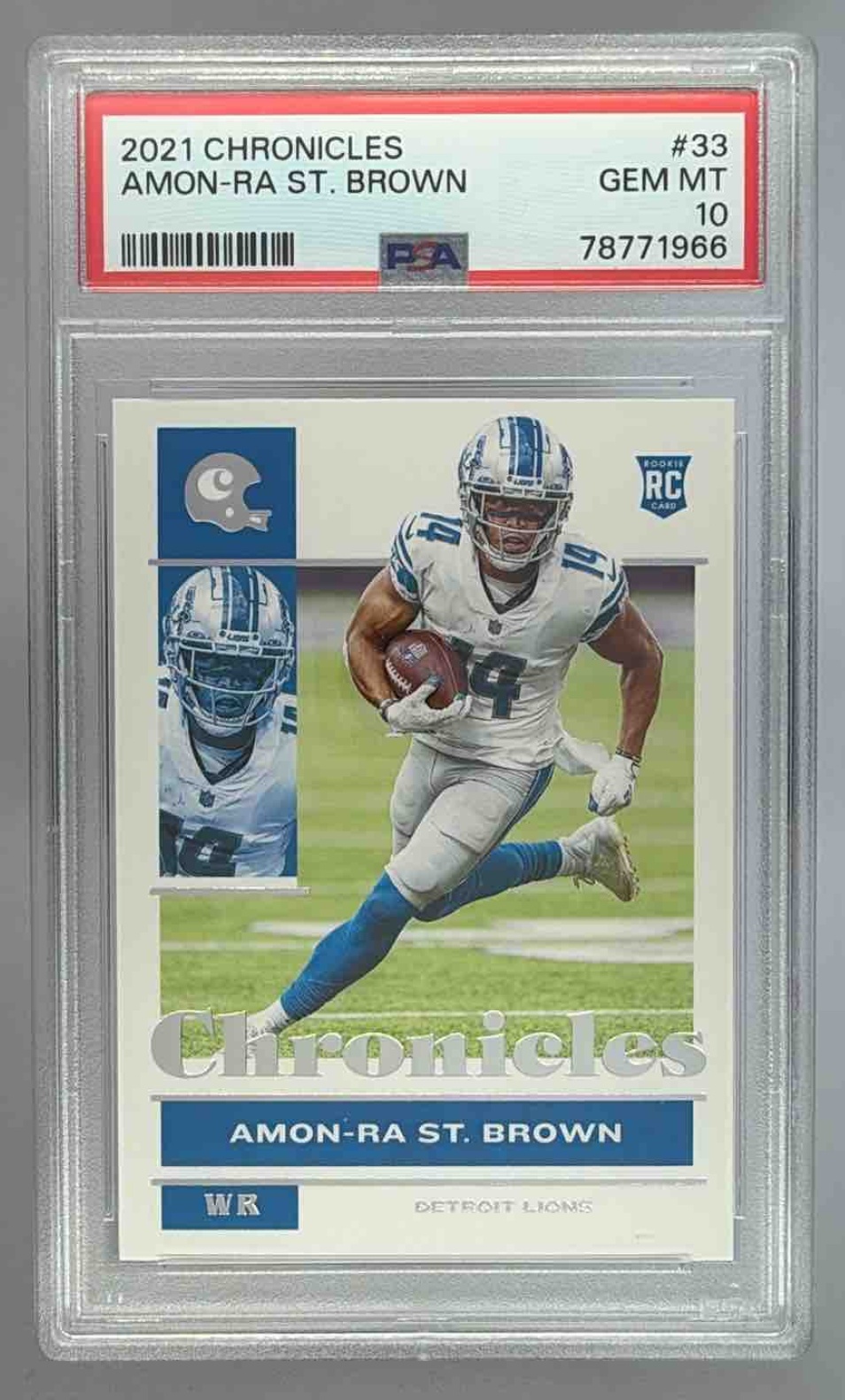 Card image for 2021 Panini Football Chronicles Amon-Ra St. Brown #33 RC Detroit Lions