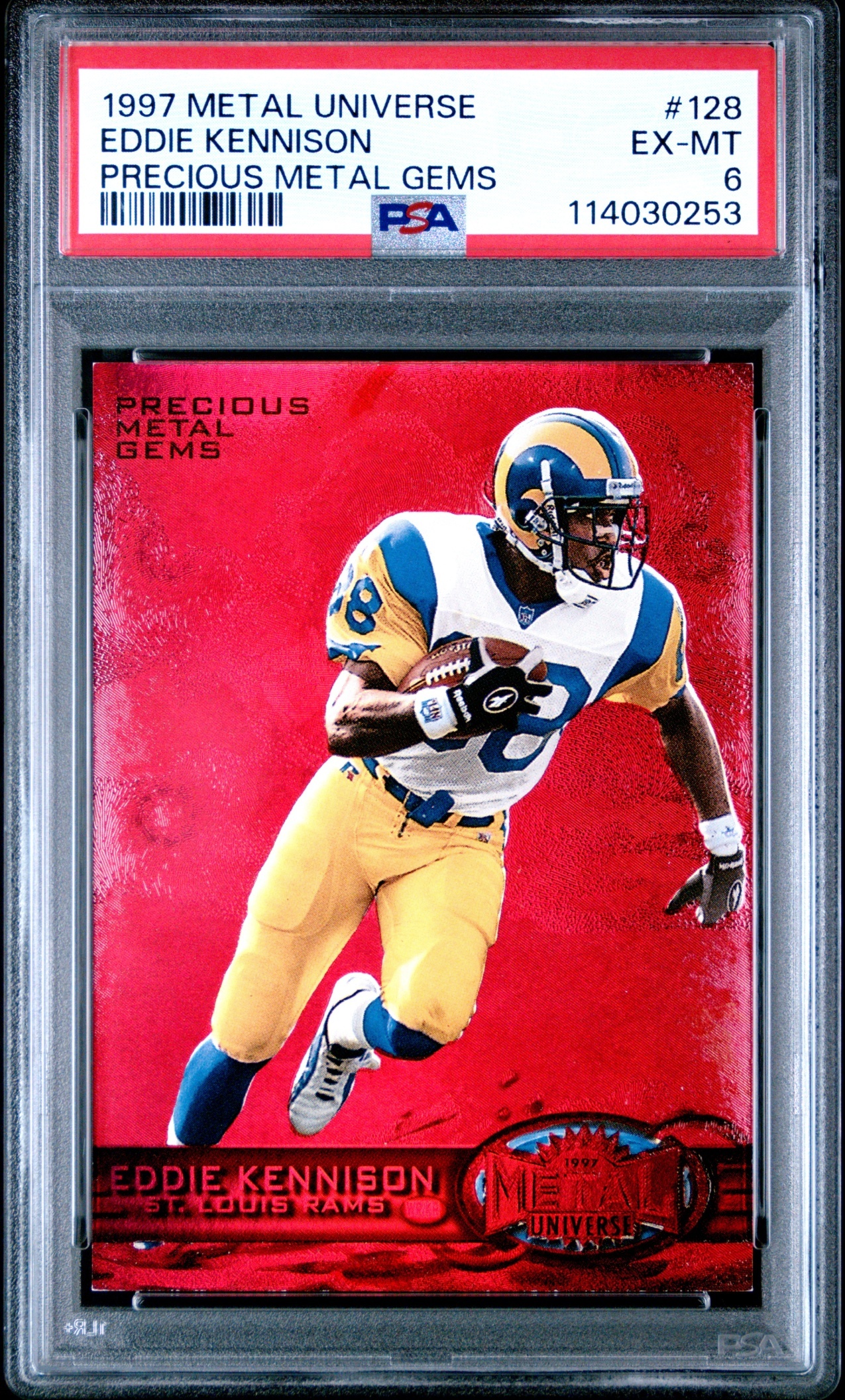 1997 Skybox Metal Universe Eddie Kennison Precious Gems /150 #128 Rams PSA 6