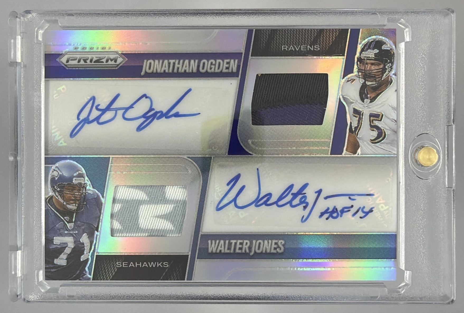 Card image for 2025 Panini Prizm Black Walter Jones Prizmatrix Signatures Red /99 #PS-WJS Auto Seahawks