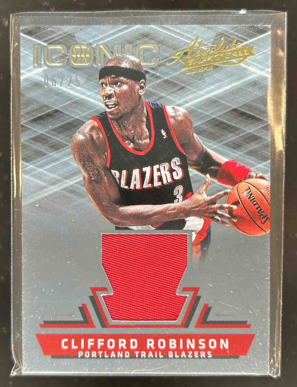 Card image for 2015-16 Panini Absolute Clifford Robinson Iconic Materials Prime 6 /25 #13