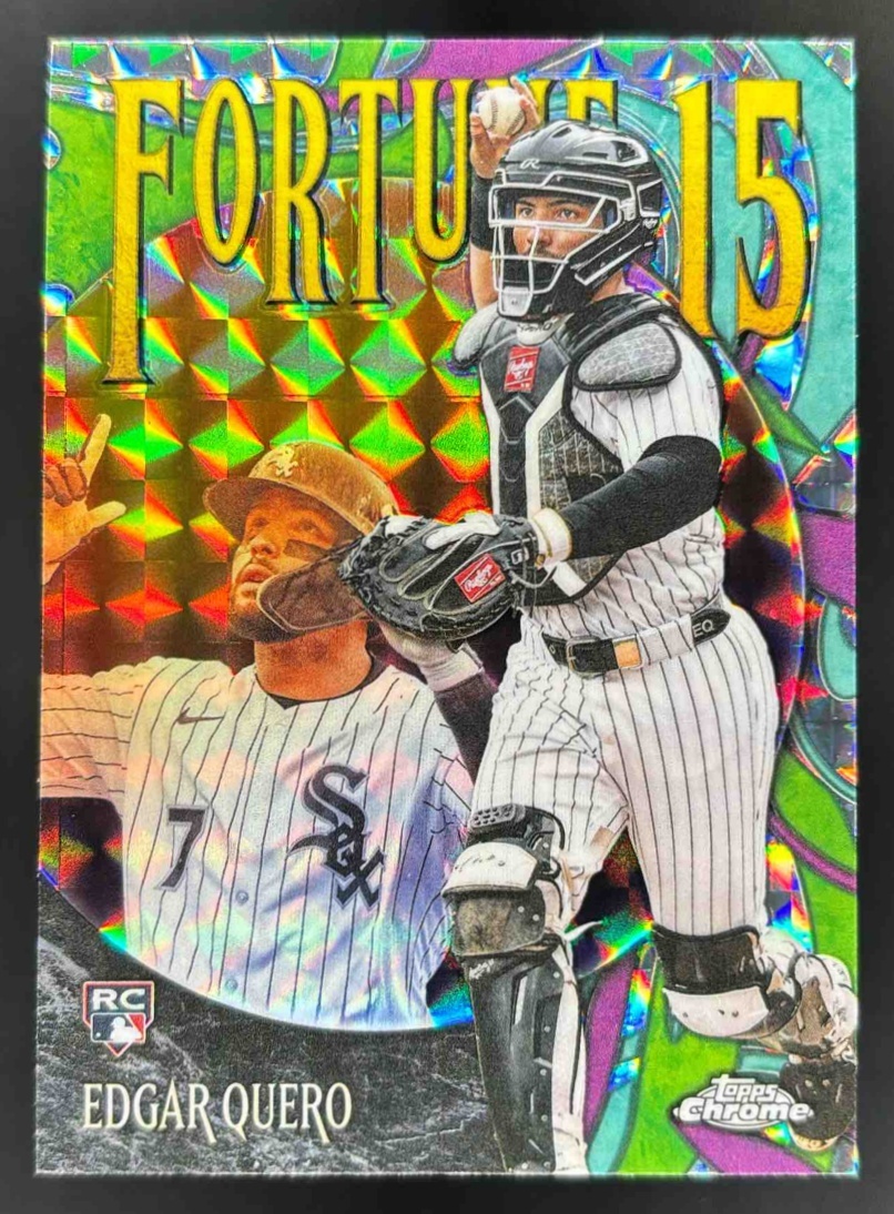 Card image for 2025 Topps Chrome Update Edgar Quero Fortune 15 Geometric Refractor RC