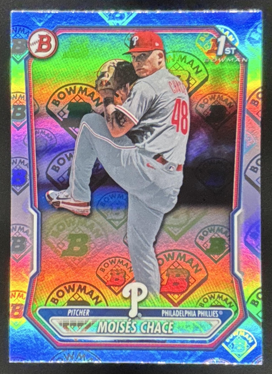 Card image for Moises Chace 2026 Bowman Logo Pattern Prospects Philadelphia Phillies