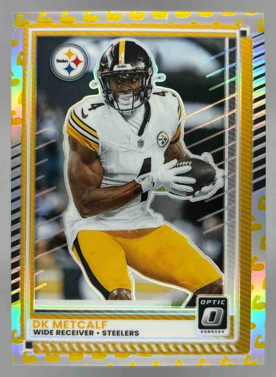 Card image for 2025 Panini Donruss Optic DK Metcalf Flex Prizm /199 #180 Steelers