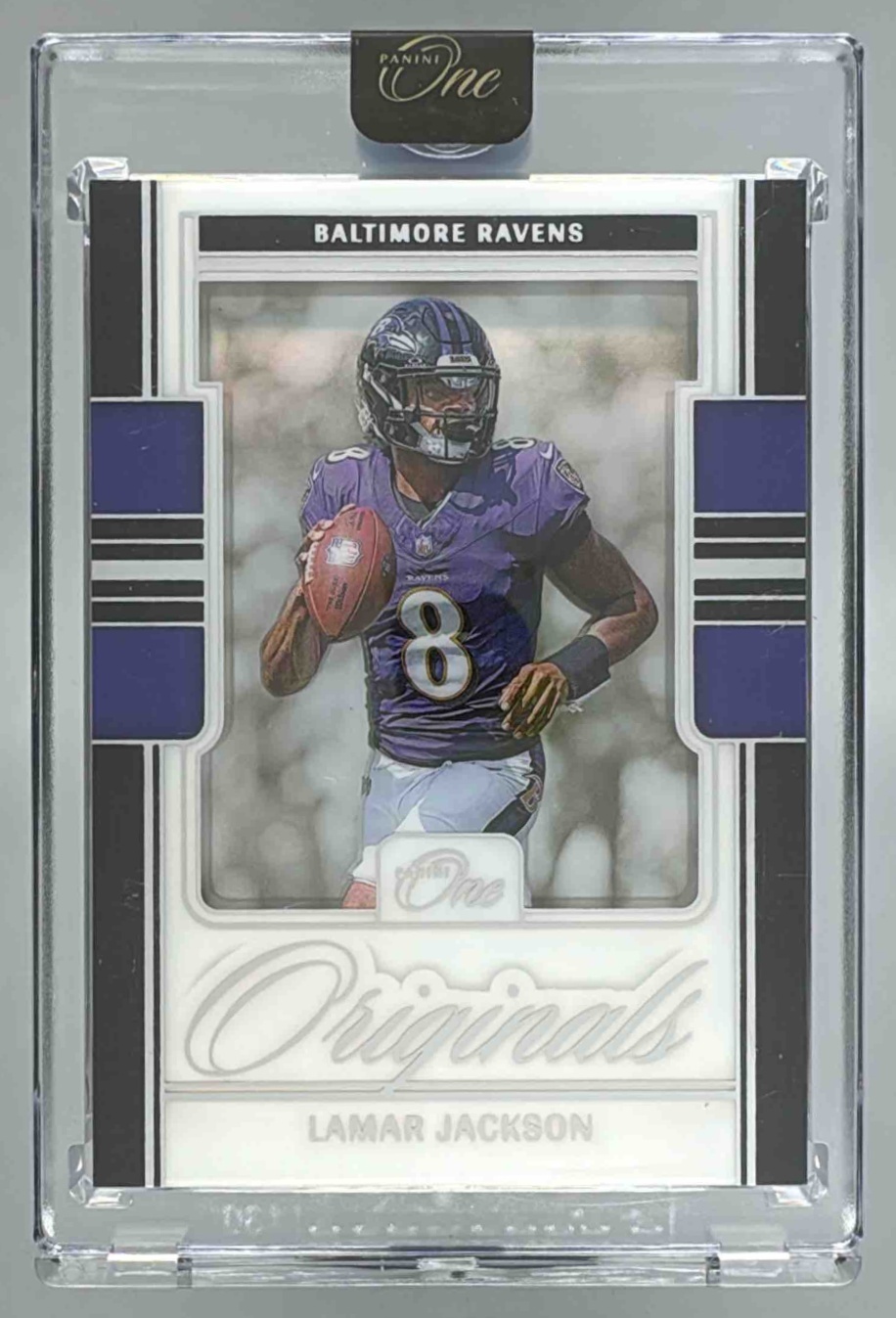 Card image for 2025 Panini Football Mosaic Lamar Jackson Montage #8 Baltimore Ravens