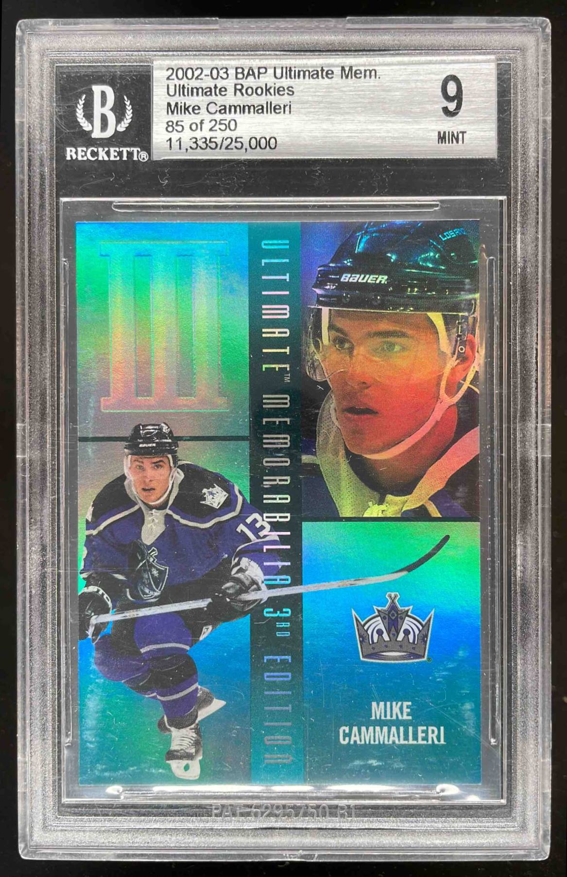 Card image for 2002-03 In The Game Be a Player Ultimate Memorabilia Mike Cammalleri #46 BGS 9