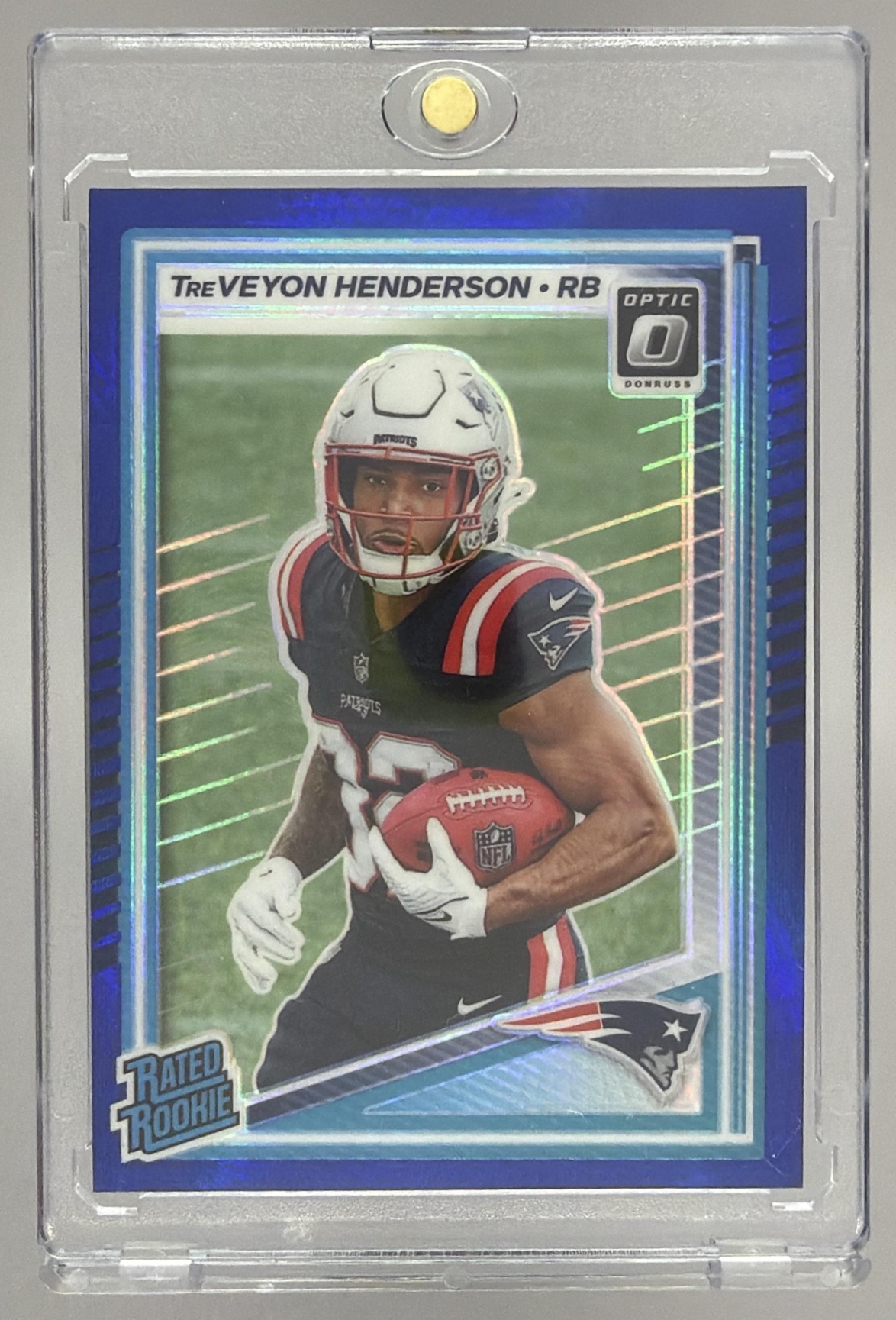Card image for 2025 Panini Donruss Optic TreVeyon Henderson Rated Rookie #248 Patriots