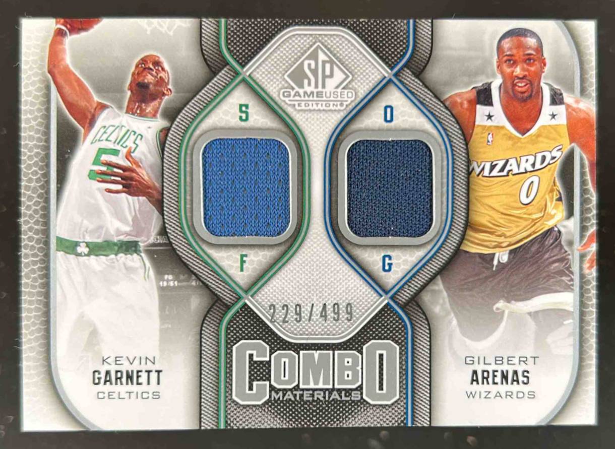 Card image for 2009-10 SP Game Used Kevin Garnett / Gilbert Arenas MEM, Combo Materials /499 #CM-GA MEM
