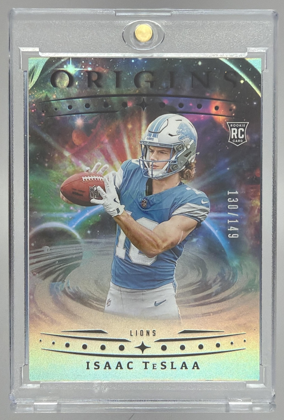 Card image for 2025 Panini Origins Isaac TeSlaa Rookie Orange /149 #118 RC Lions