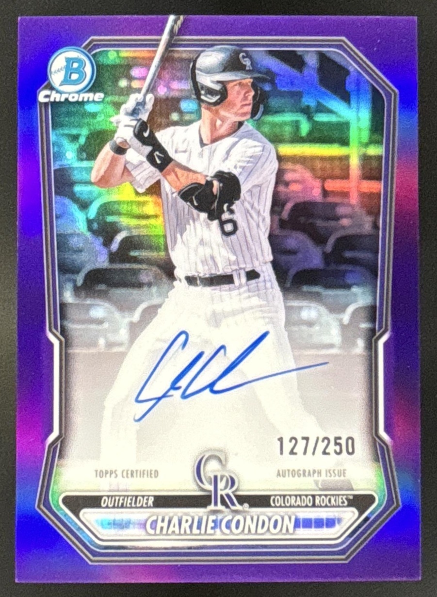 Card image for 2026 Bowman Charlie Condon Chrome Prospect Auto Purple Refractor /250