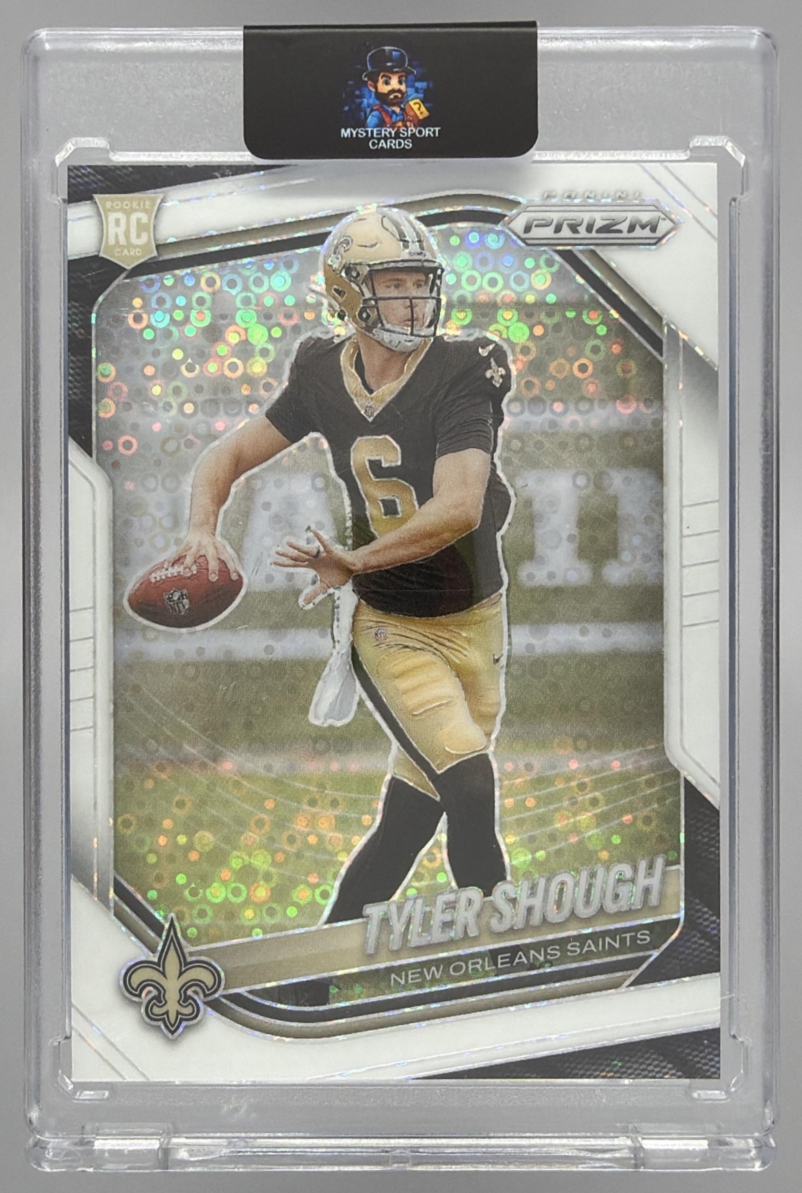Card image for 2025 Panini Football Prizm Tyler Shough #327 RC New Orleans Saints