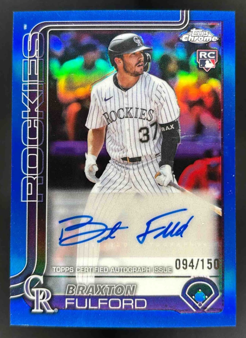 Card image for 2025 Topps Chrome Update Braxton Fulford Auto Blue Refractor /150 RC