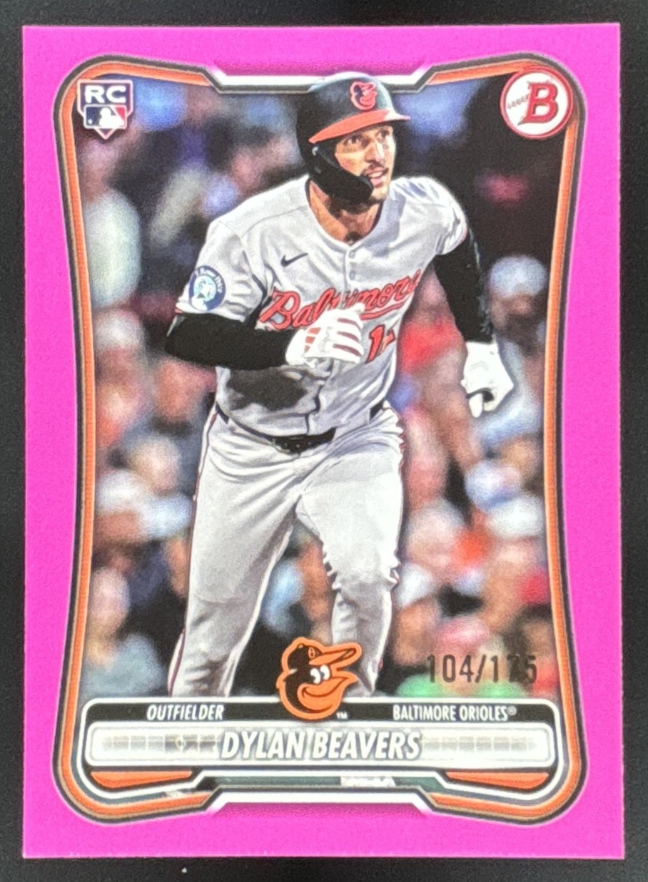 Card image for Dylan Beavers 2026 Bowman Pink Border /175 Baltimore Orioles