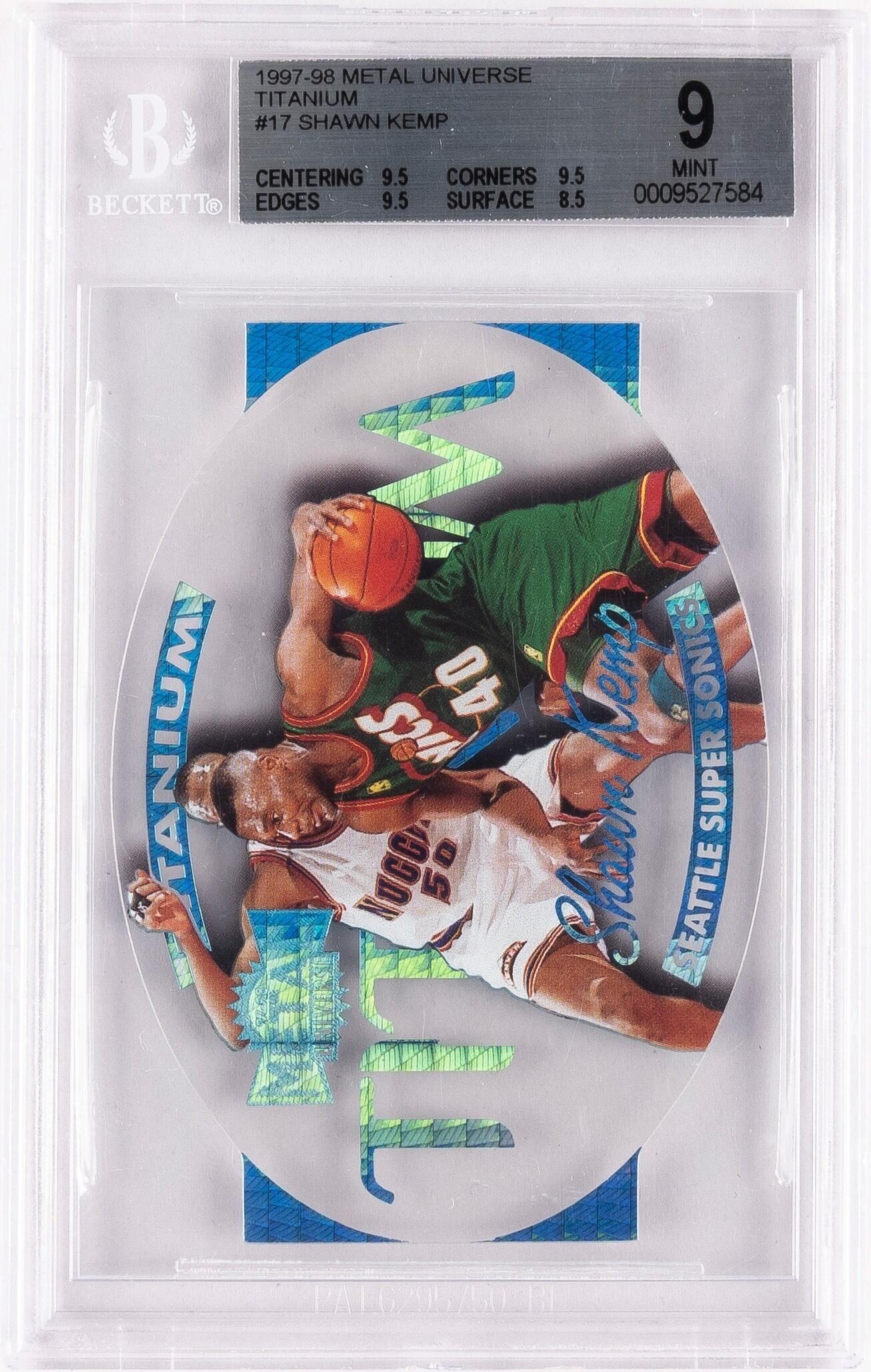 1997 Skybox Metal Universe Shawn Kemp Titanium #17 T SuperSonics BGS 9