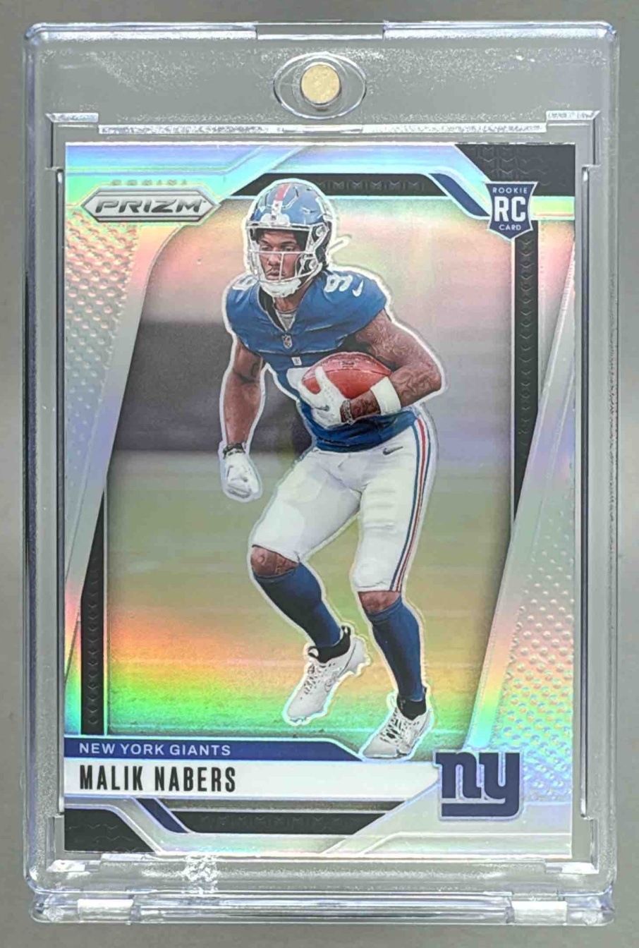 Card image for 2024 Panini Football Prizm Malik Nabers Silver #370 RC New York Giants