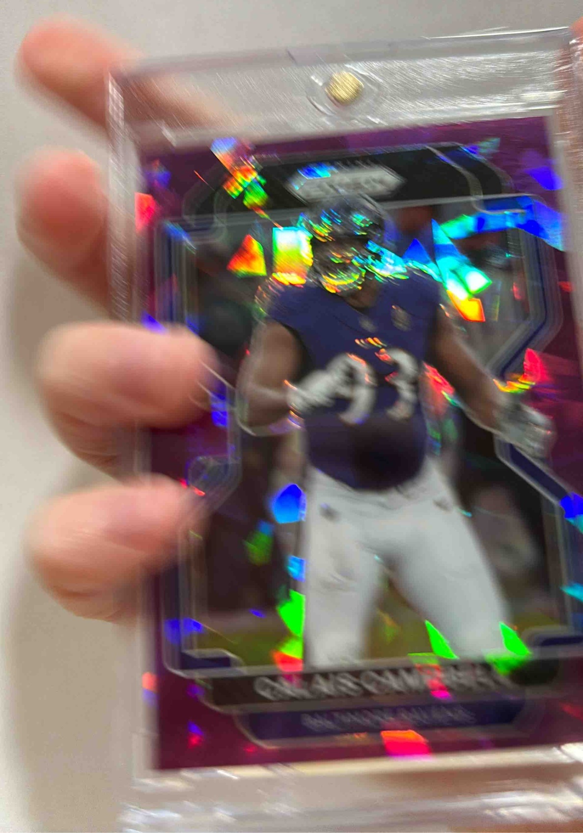 Card image for 2021 Panini Football Prizm Calais Campbell Purple Ice /225 #284 Baltimore Ravens