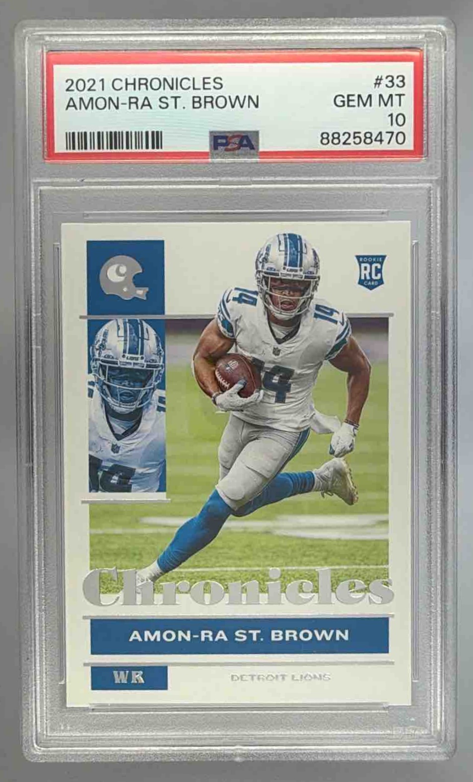 Card image for 2021 Panini Football Chronicles Amon-Ra St. Brown #33 RC Detroit Lions