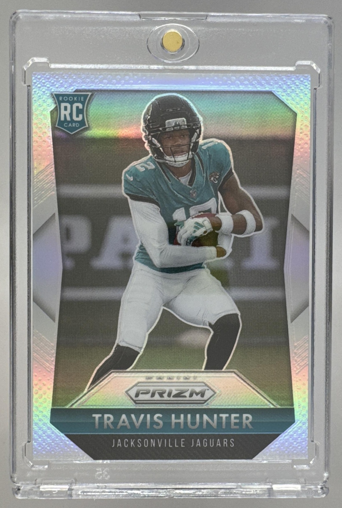 Card image for 2025 Panini Prizm Travis Hunter Rookie Flashback Silver #2 RC Jaguars