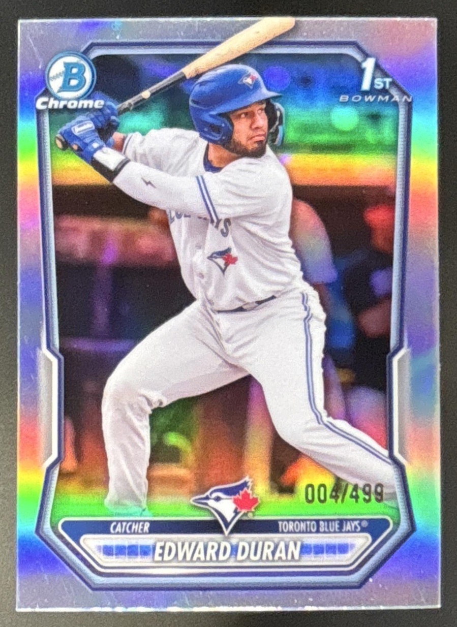 Card image for Edward Duran 2026 Bowman Refractor /499 Chrome Prospects Toronto Blue Jays