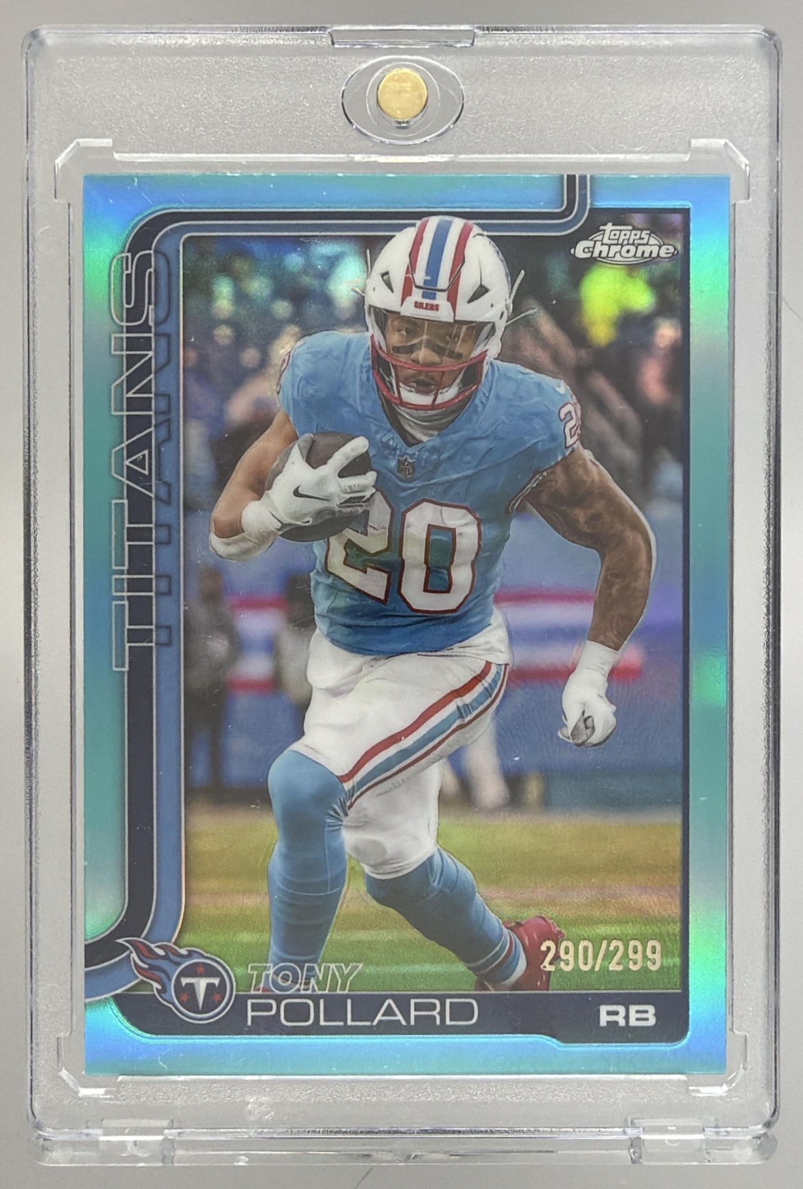 Card image for 2025 Topps Chrome Tony Pollard Teal Refractor /299 #290 Titans