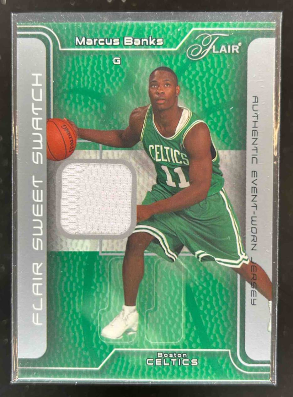 Card image for 2003 FLEER FLAIR MARCUS BANKS SWEET SWATCH /250 #SSJ-MB MEM BOSTON CELTICS