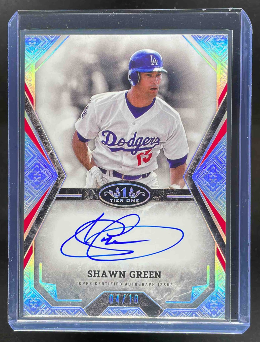 Card image for 2025 Topps Tier One Shawn Green Talent Auto Holo Silver Foil /10 #TOTA-SG