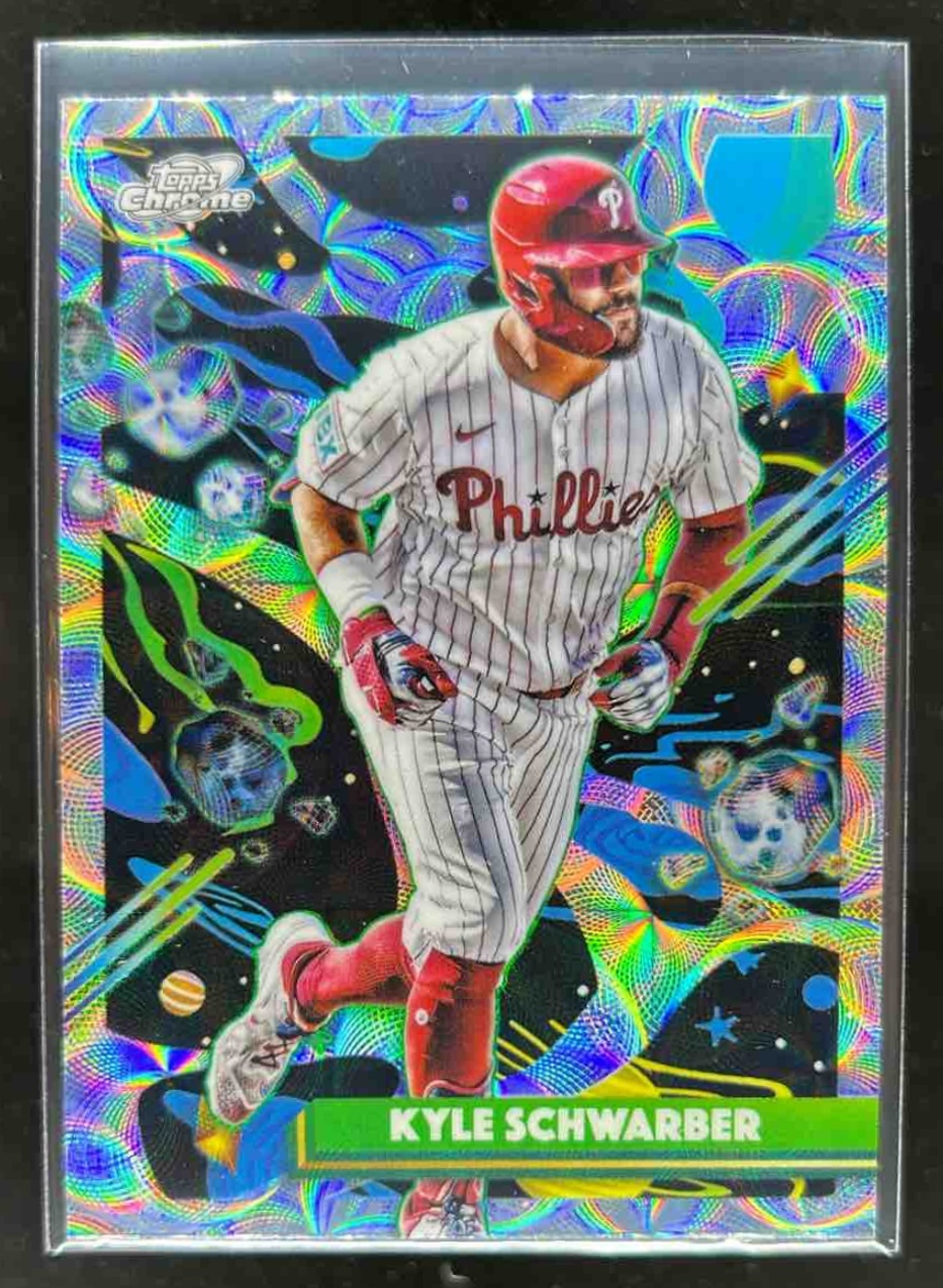 Card image for Kyle Schwarber 2025 Topps Cosmic Chrome Nucleus Refractor