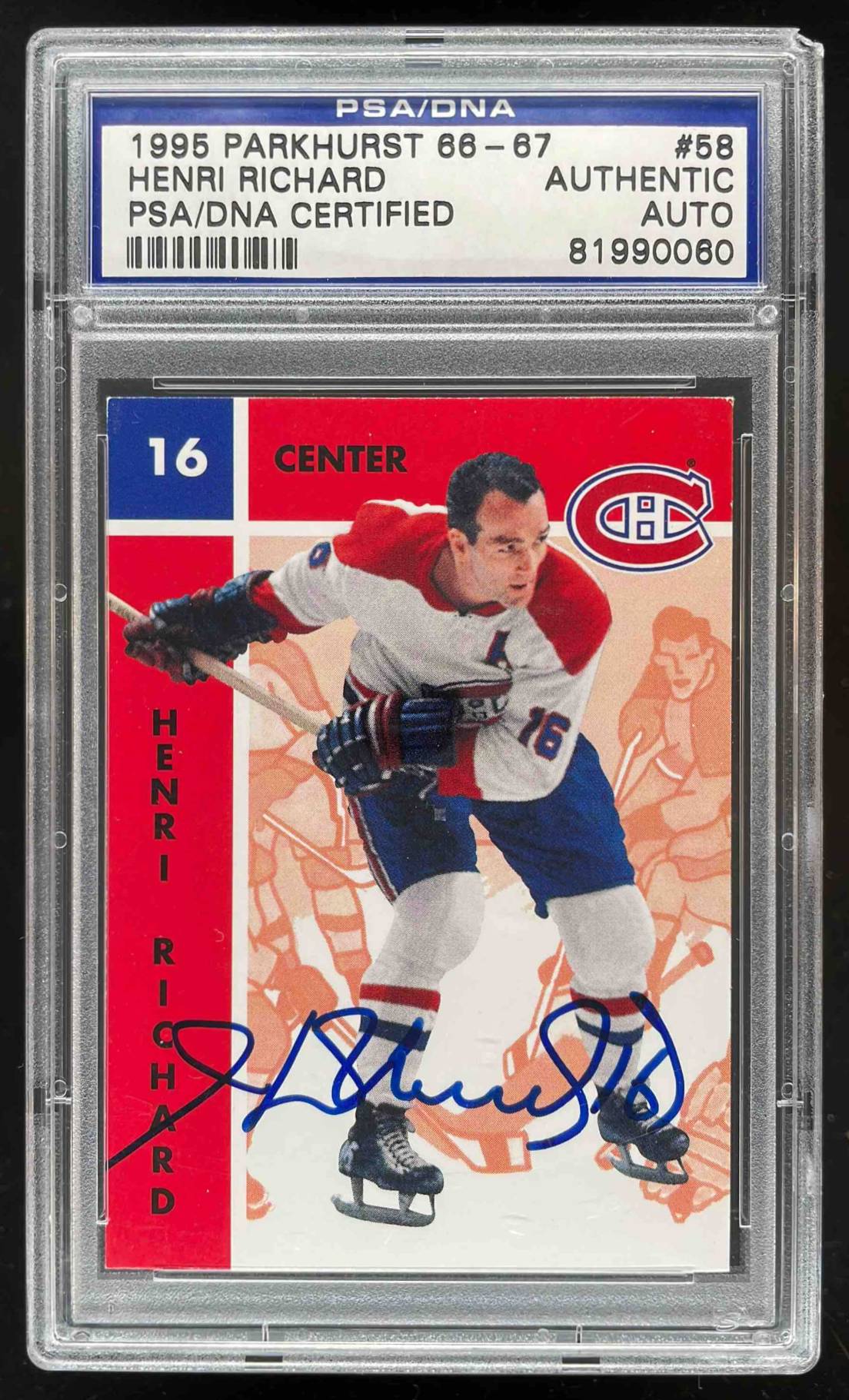 Card image for 1995-96 PARKHURST 1966-67 HENRI RICHARD #58 PSA/DNA AUTH MONTREAL CANADIENS