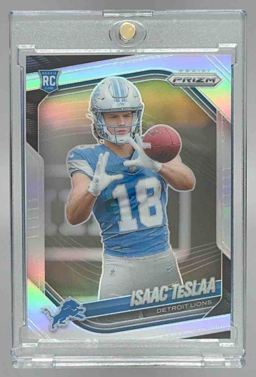 Card image for 2025 Panini Football Prizm Isaac TeSlaa Silver #316 RC Detroit Lions