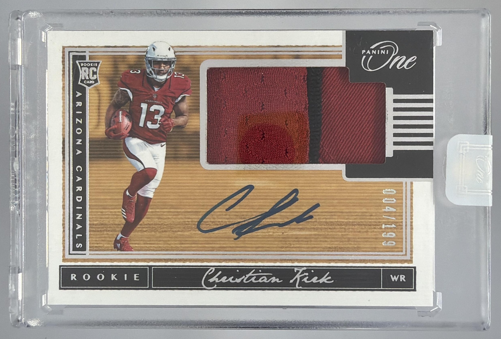 Card image for 2018 Panini One Christian Kirk Rookie Patch Auto /199 #19 RC Cardinals